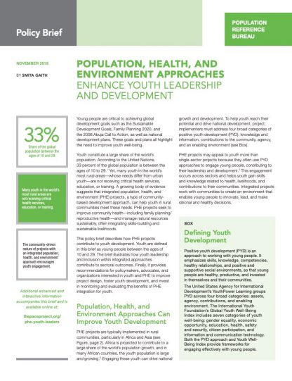 Population, Health, And Environment Approaches Enhance Youth Leadership ...