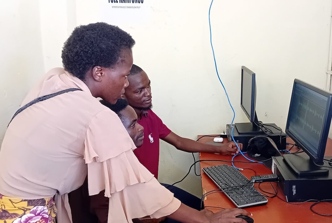 Youth reporter Nema Mpate assists with audio edits for the weekly radio program at Nkhotakota Radio. This program unpacked myths and misconceptions around contraceptives. 